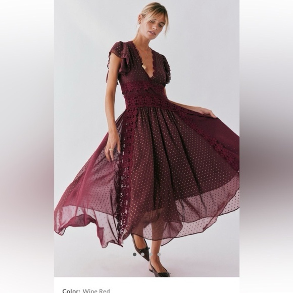NWT Free People Bali Keely Maxi Dress - Wine Red